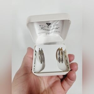 Diamond Fascination Gold And Silver Hoop Earring Set